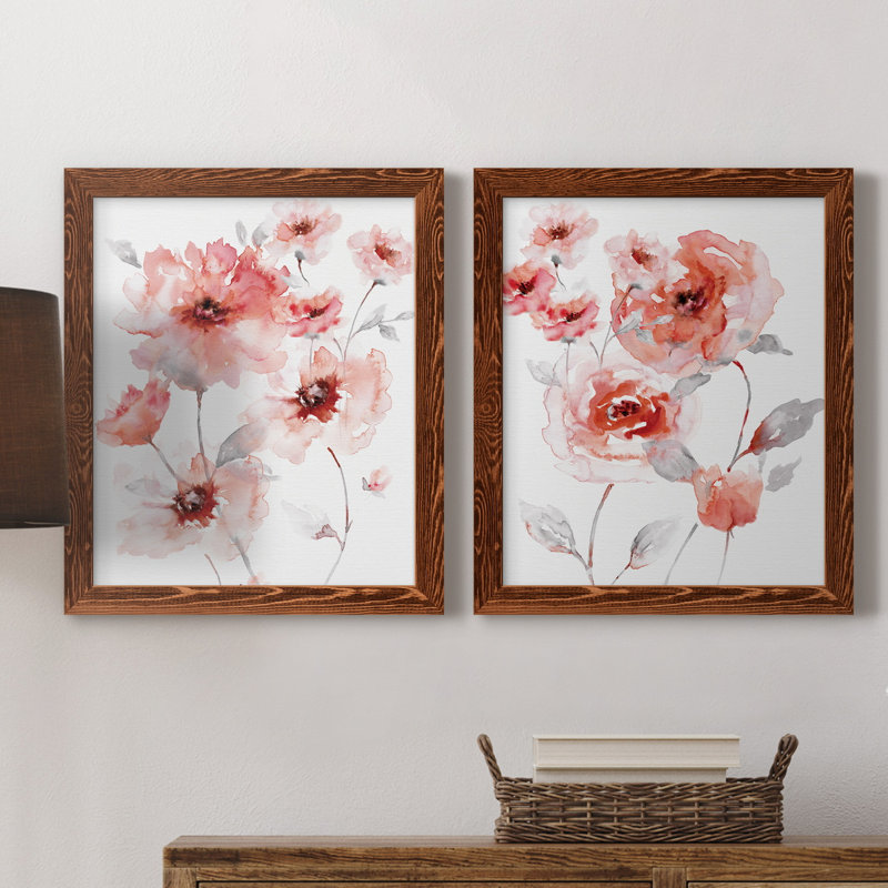 Translucent Blush I - ensemble de 2 reproductions d'art, Pas de tapis, H 20 po x l 17 po x P 1 po, Toile avec cadre érable