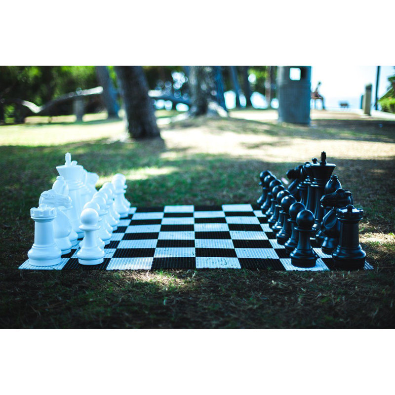 16" Giant Plastic Chess Set with Quick Fold Nylon Board