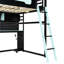 Lit mezzanine double avec bureau, tablettes, ports, éclairage à DEL et en noir + - Améliorez votre espace de jeu, les lumières de la structure en bois massif combinent style, fonctionnalité et confort.-1315533075