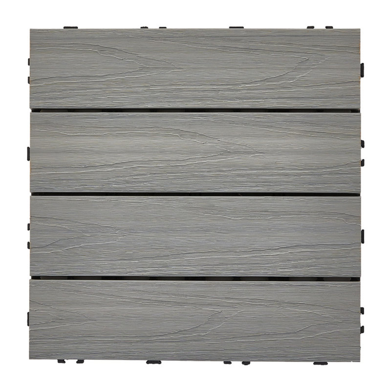 30cm L x 30cm W Plastic Interlocking Deck Deck Tile Kit, Dark Grey