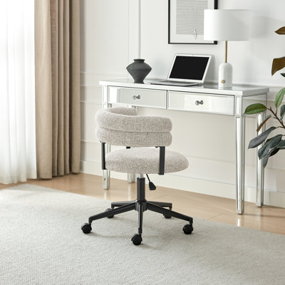 Tarena Upholstered Fabric Swivel Office Chair - Modern Curved Backrest Design