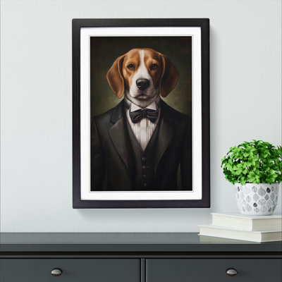 Beagle In A Suit No.4 - Single Picture Frame Print on Wood