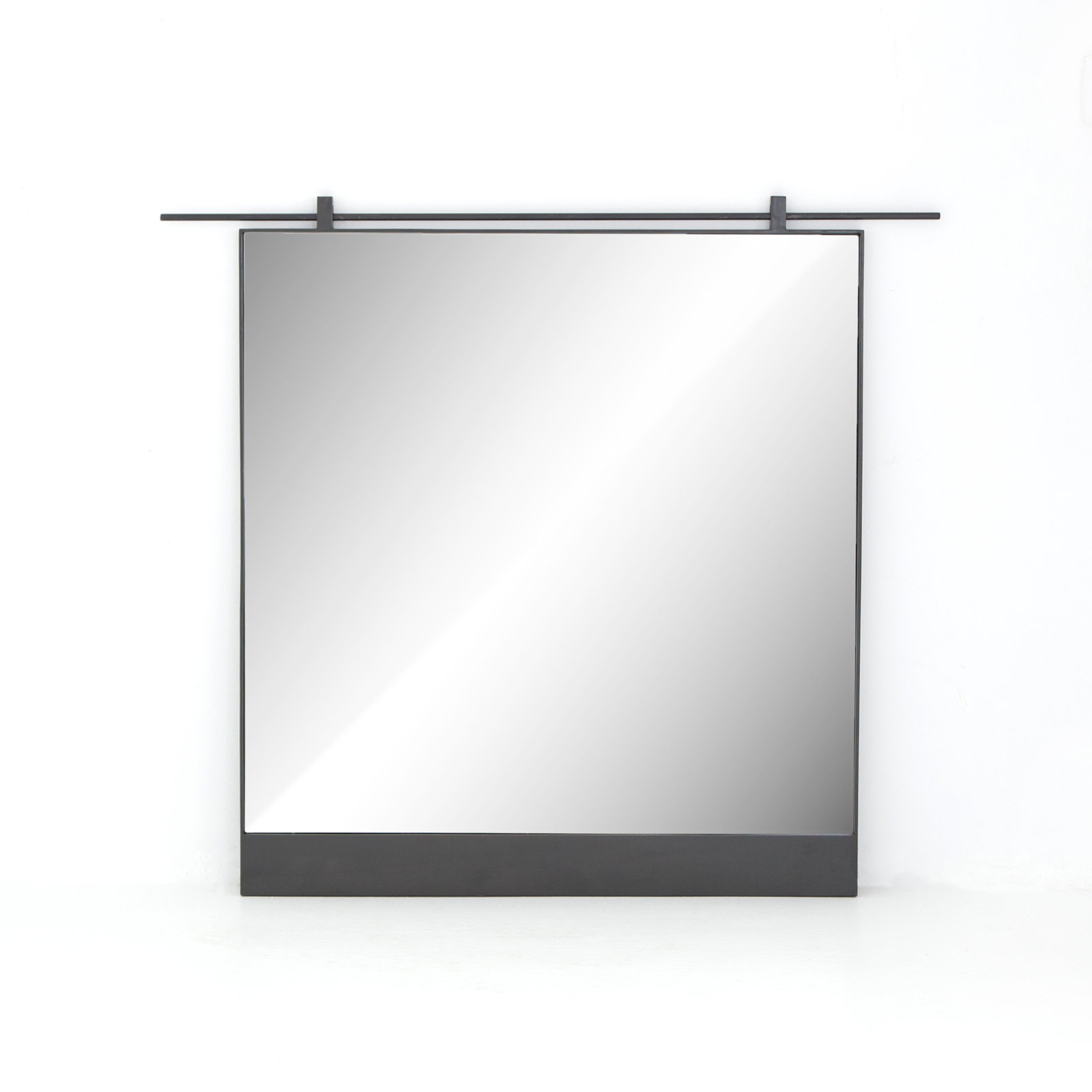 Hutton Metal Flat Wall Mirror, 34" x 30", Antiqued Iron