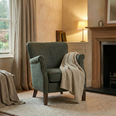 Velour Upholstered Armchair
