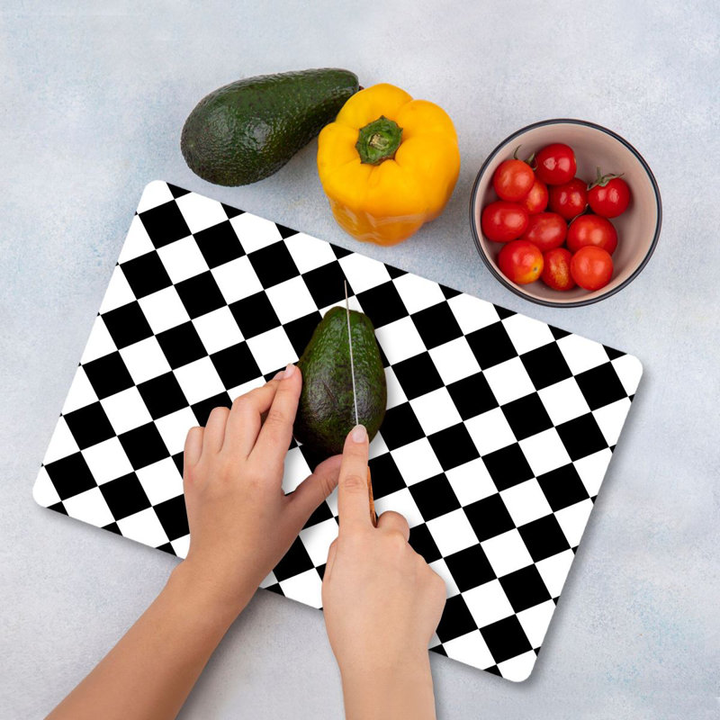 Flourish Premium Tempered Glass Cutting Board, 9.8 x 13.8 inches | 100% Antibacterial, Easy Clean, Non-Slip Silicone Feet | Durable Kitchen Essential for Safe Food Preparation, Stylish and Functional Design
