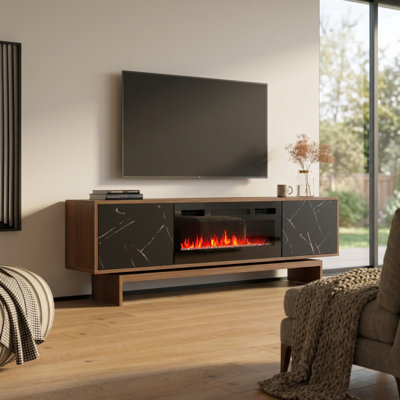 Meuble télé avec foyer 70,9 "Gram-Gram noir Gram