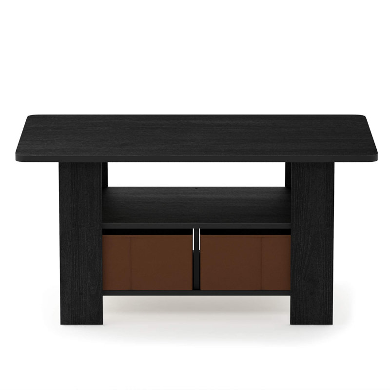 Hilburn Four Leg Coffee Table with Storage, Americano/Medium Brown