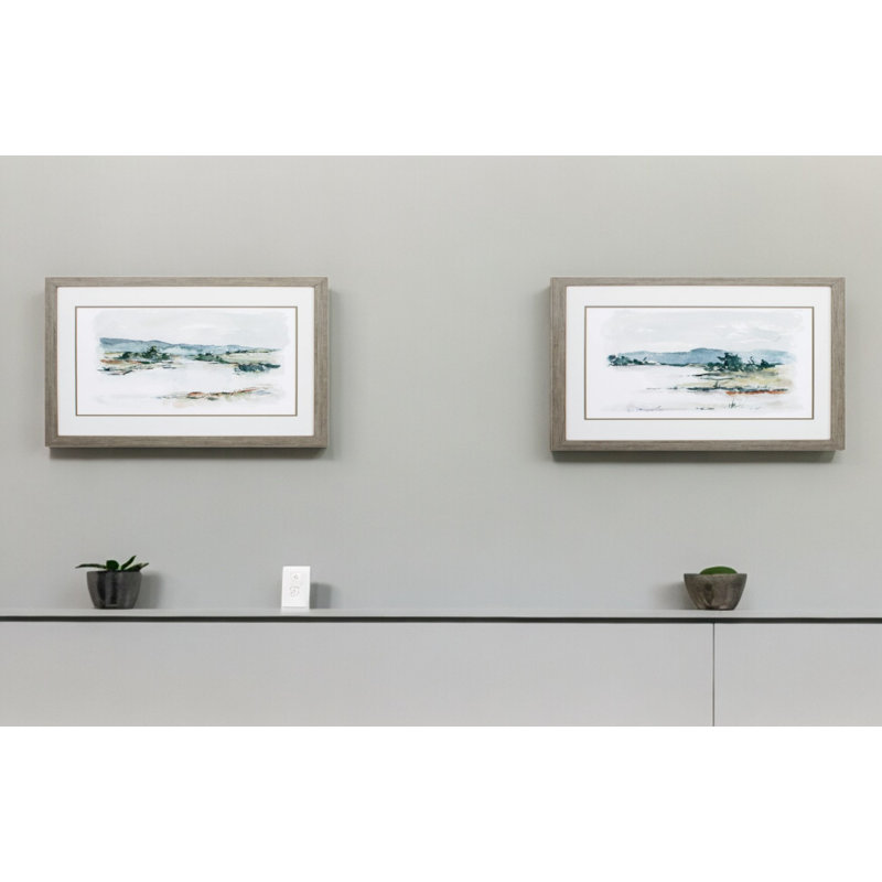 Étude sur le lac Overcast-ensemble de 2 reproductions d’art encadrées sur verre
