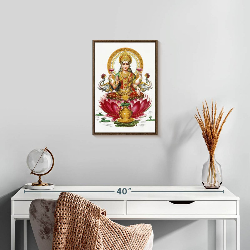 Déesse Lakshmi, Floating Frame Walnut, 13 po x 19 po