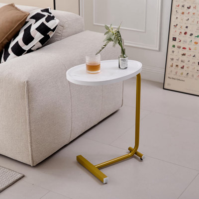 2 pièces, table d'appoint en forme de C blanche, table de bout en C, table d'appoint pour canapé et lit, petite table d'appoint pour petits espaces