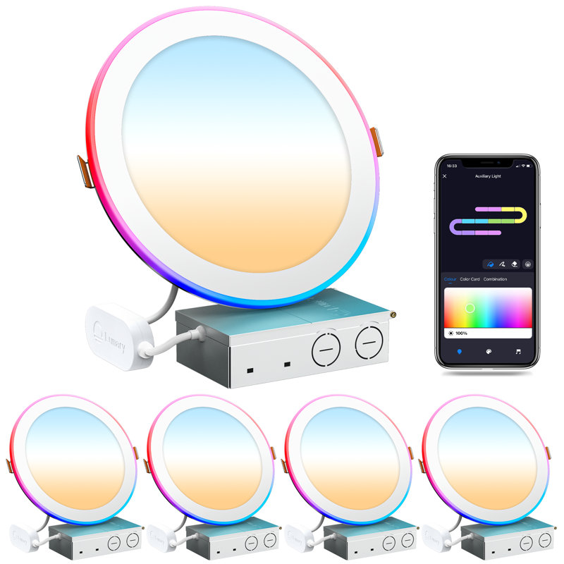 Éclairage encastré intelligent Lumai de 8 po avec accent de dégradé et anneau de nuit Lumai, 8 po - paquet de 4