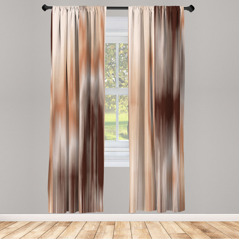 Microfiber Floral Semi-Sheer Rod Pocket Curtain Panels, 28" W x 95" L, Chocolate