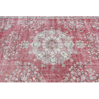 Tapis turc Oushak surdimensionné de couleur rouge vif avec des motifs orientaux pour un attrait rétro coloré