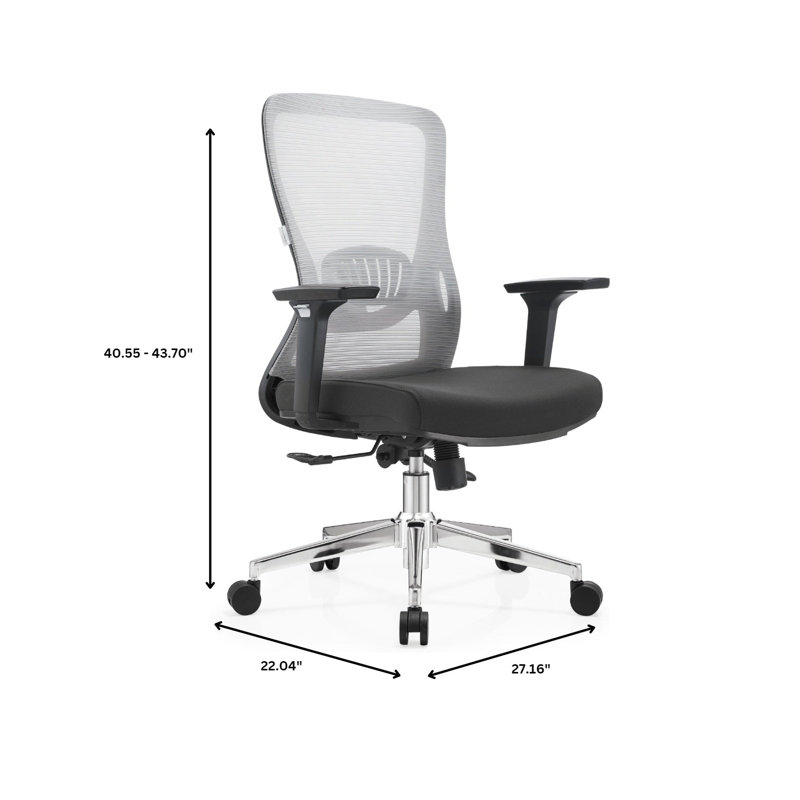 Chaise de bureau ergonomique avec appui-tête Mithu, Gris clair