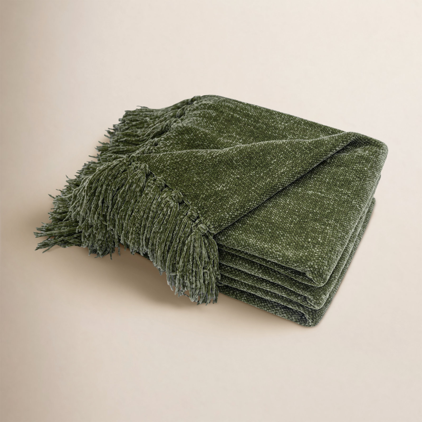 Soft Chenille Throw Blanket, 60" L x 50" W, Olive Green