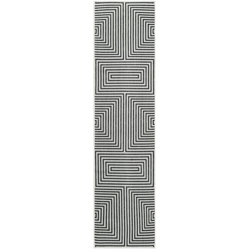 Tapis contemporain de couleur blanche et noire Odawa, Runner 2' x 8'