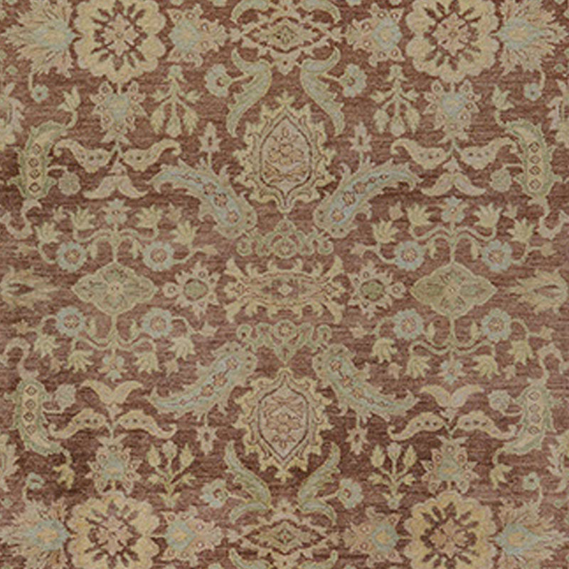 Tapis unique en laine noué à la main brun / beige 9 pi x 12 pi Lueseal