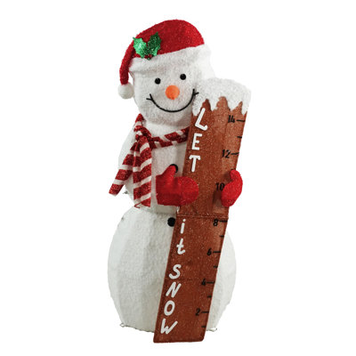 Let It Snow White Fabric Snowman With Warm White LED