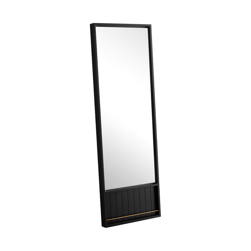 Rectangle Solid Wood+Metal Full Length Mirrors, Black