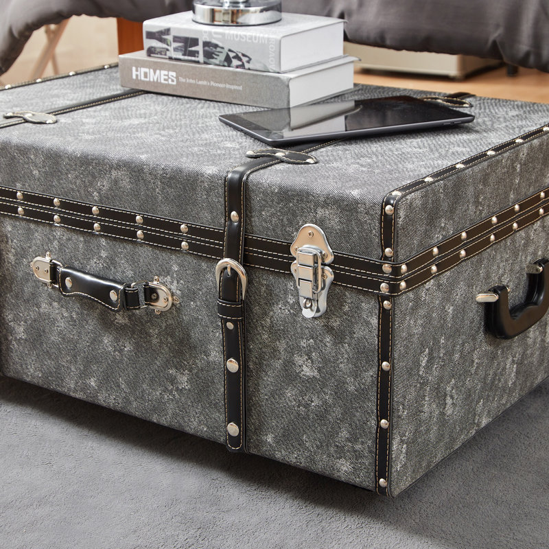 Texture Storage Trunk with Wheels - Marbled Pattern, Jeans Black