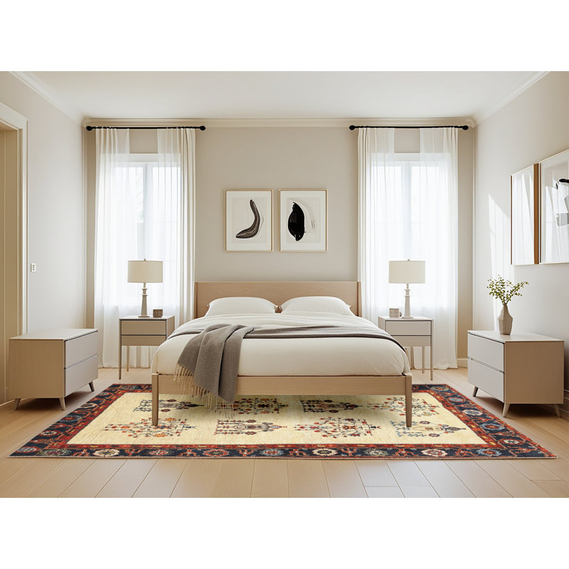 Tapis traditionnel mehroon/noir/crème, Rectangle 5 pi x 8 pi