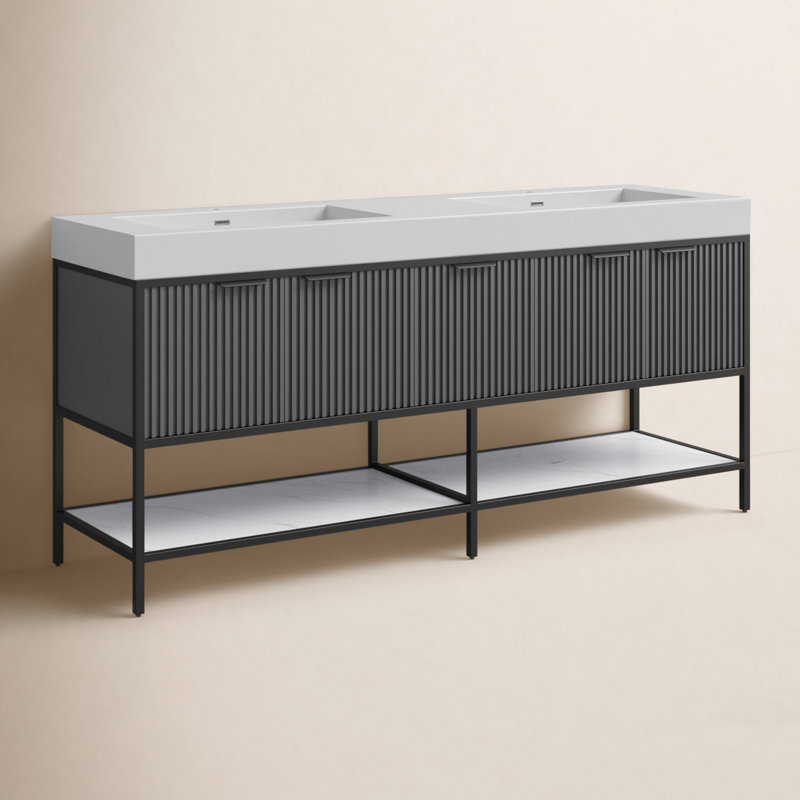 Ensemble de meuble-lavabo double 72 po Avonmore, gris