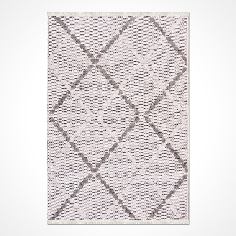 Modern/Geometric Beige Machine Washable Non-Slip Area Rug, Rectangle 3'4" x 5'