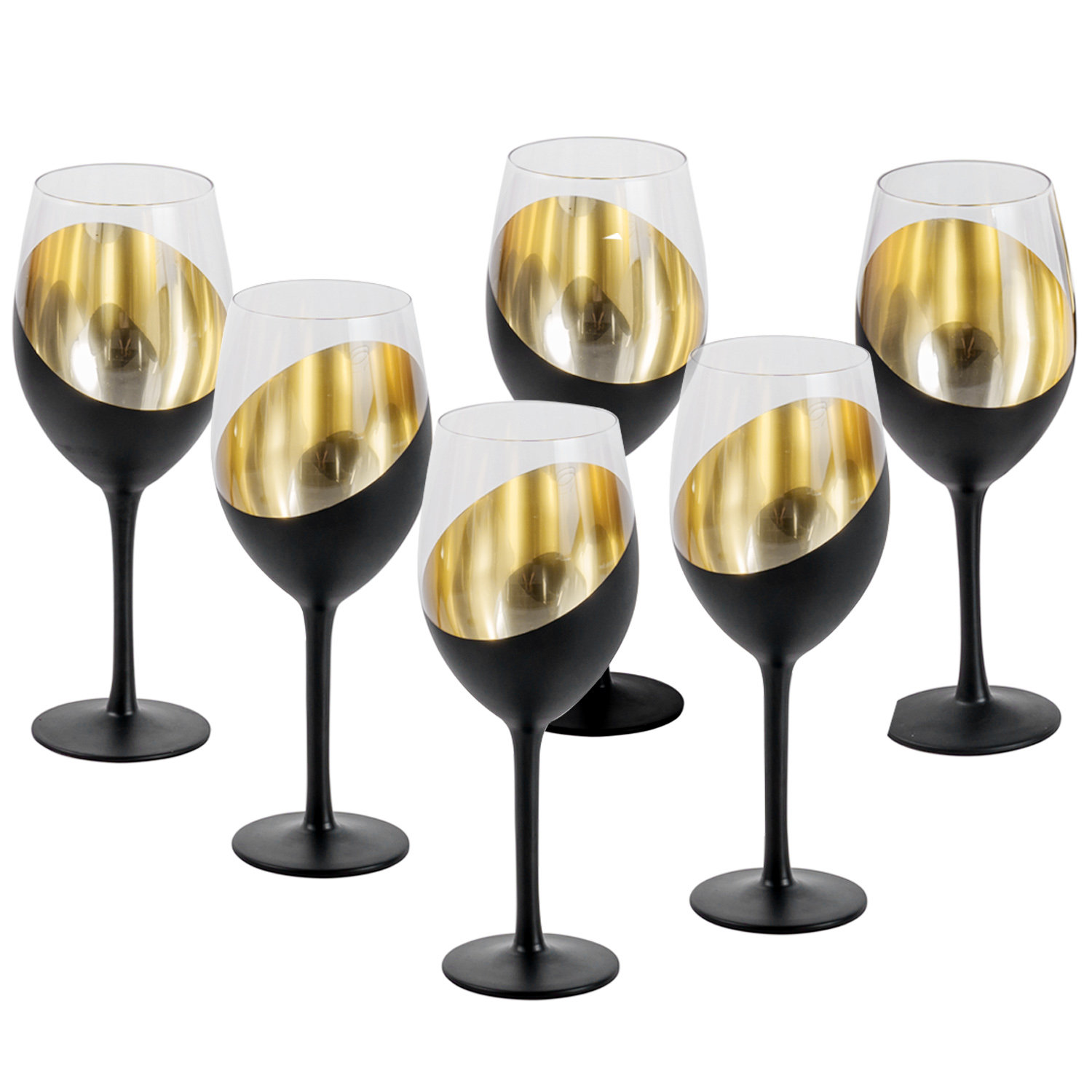 Cambridge 12 Oz Brushed Gold Stainless Steel Red Wine Glasses, Set
