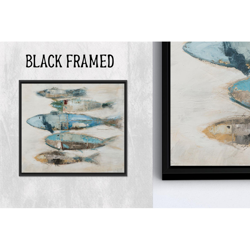 Impression sur toile de poisson bohème imprimée: décoration murale moderne, toiles à cadre noir 1P, H: 23,7 po x l: 23,7 po