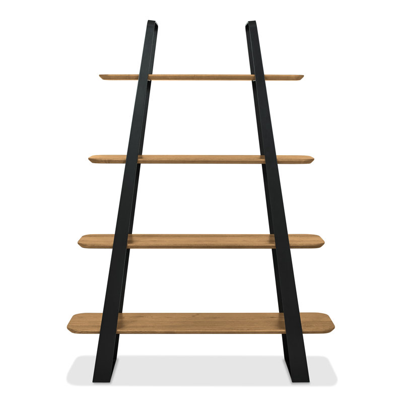 Airiona 183cm H x 137cm W Powder Coated Steel Standard Bookcase, Brown/Black