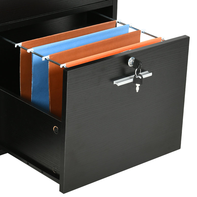Alday 2 -Shelves Wooden Filing Cabinet, Black