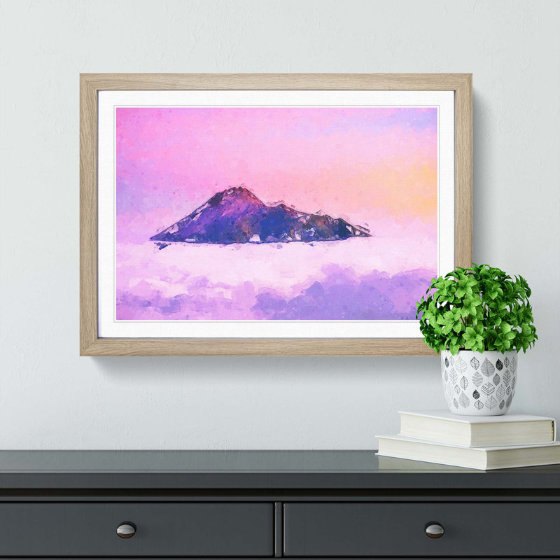 Mount Merapi in Indonesia in Abstract - Picture Frame Graphic Art Print, Oak Framed, 62cm H x 87cm W x 2cm D