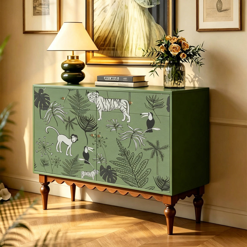 Rustic Solid Wood Living Room Storage Cabinet