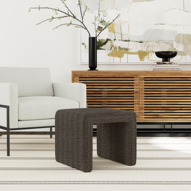 Aurealiz Modern Channel Ottoman, Dark Brown Boucle