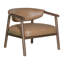  Fauteuil brun en similicuir et bois