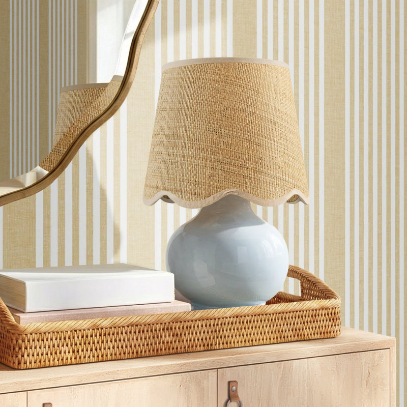Momsen Scallop Shade Lamp, Light Blue, Natural, 13"" H x 8"" W x 8"" D