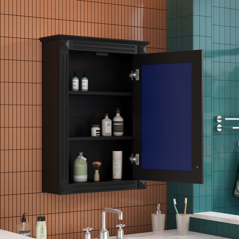 Armoire de rangement de salle de bain murale 20 "avec miroir, 20", Noir