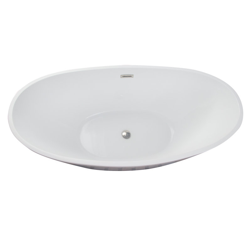 67.25'' x 30.75'' Freestanding Soaking Acrylic Bathtub, Polished Nickel