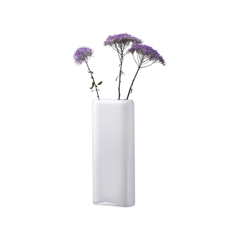 Layers Handmade Lead Free Crystal Table Vase, Opal White, 12.81" H x 5.43" W x 3" D