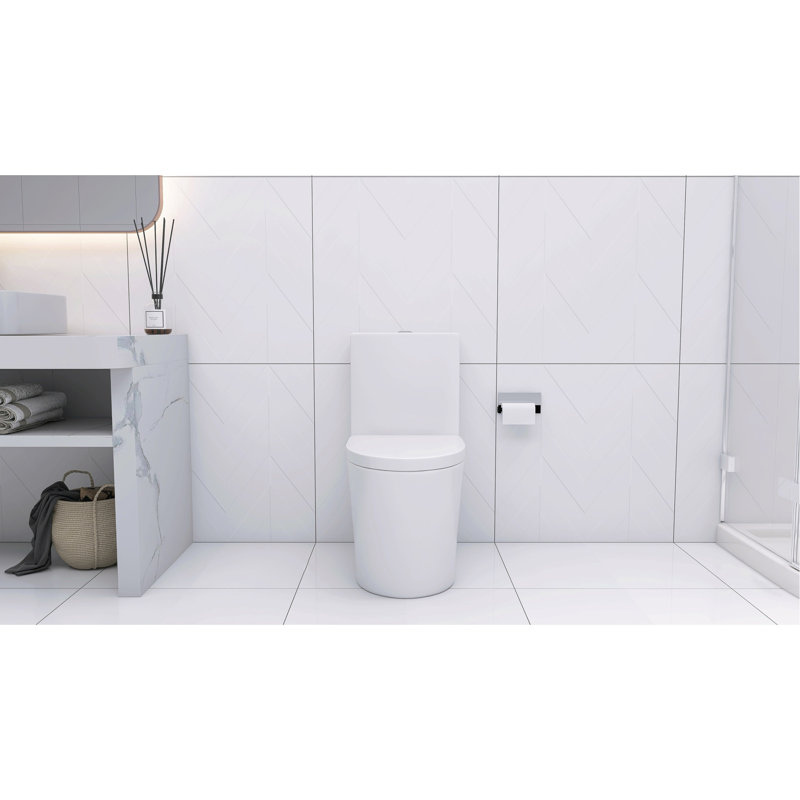 Elongated Toilet With High-Performance Flush And Construction Advanced Flushing System Porcelain, White