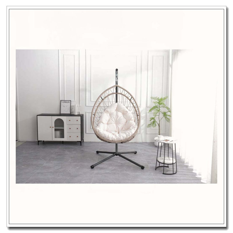 Balancelle en osier de patio avec support, Blanc