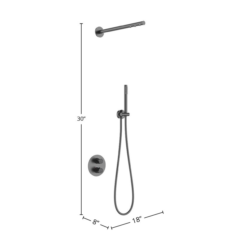 DAX Portofino Brass Shower System with Hand Shower, Black