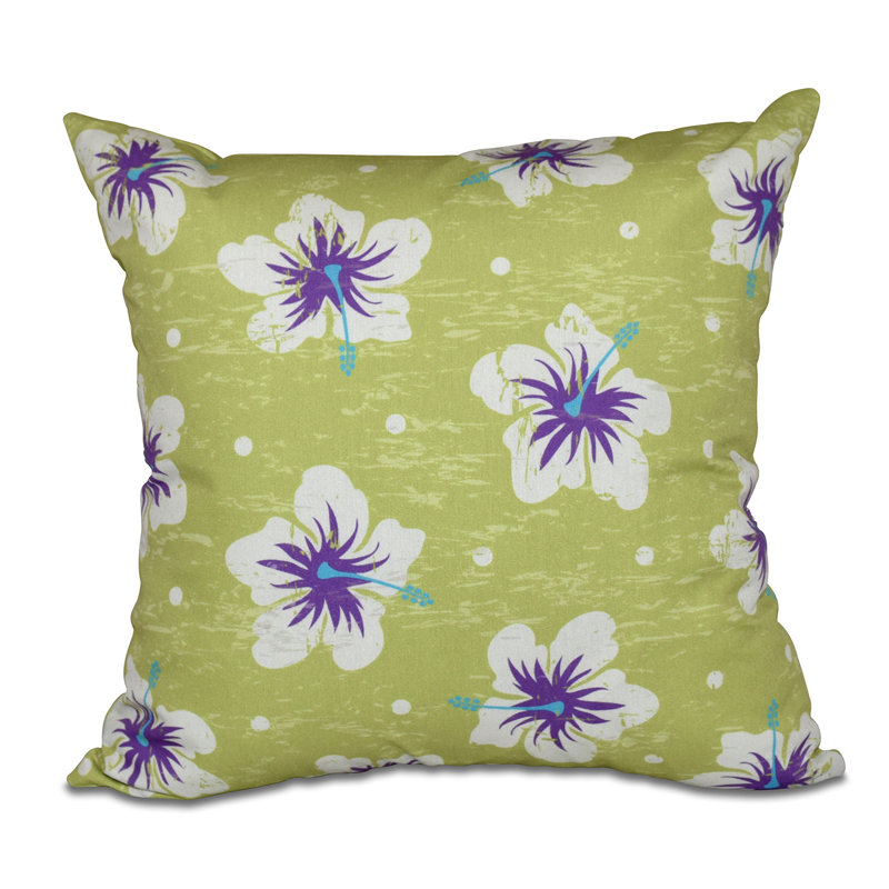 Housse et insert de coussin Hibiscus Blooms, H 26 po x l 26 po, Vert clair