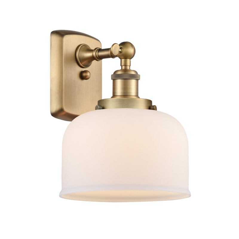 Applique murale 1 lumière 8 po Ballston Urban Bell, Blanc mat, Laiton brossé, Ampoule non incluse
