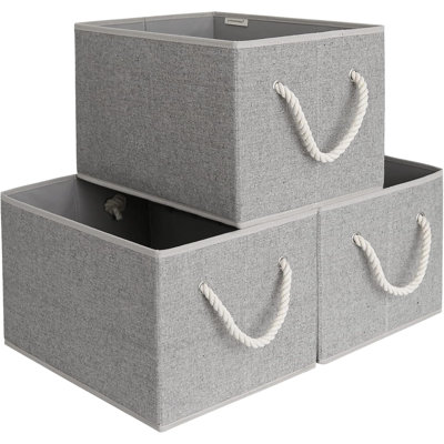 32L Storage Baskets For Organizing, Foldable Baskets For Shelves, Fabric Bins With Handles, 3-Pack
