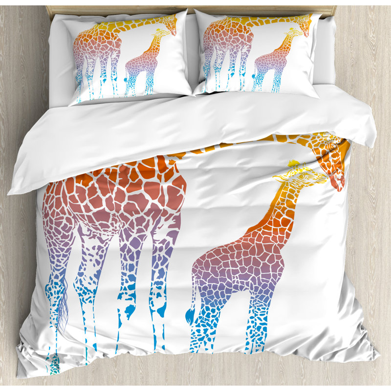 Giraffe Farmhouse / Country Polyester Duvet Cover, Queen