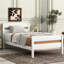 Lit simple blanc avec tête de lit en bois d'hévéa et, idéal pour la vie, espace de rangement maximal, attrait rustique s'adaptant à différents styles de chambre à coucher, spacieux sous un support confortable-1155408374