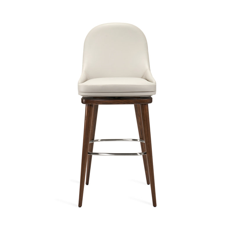 Harper Swivel Bar Stool, St Tropez Gray, Walnut/Satin Nickel, Counter Stool (26” Seat Height)