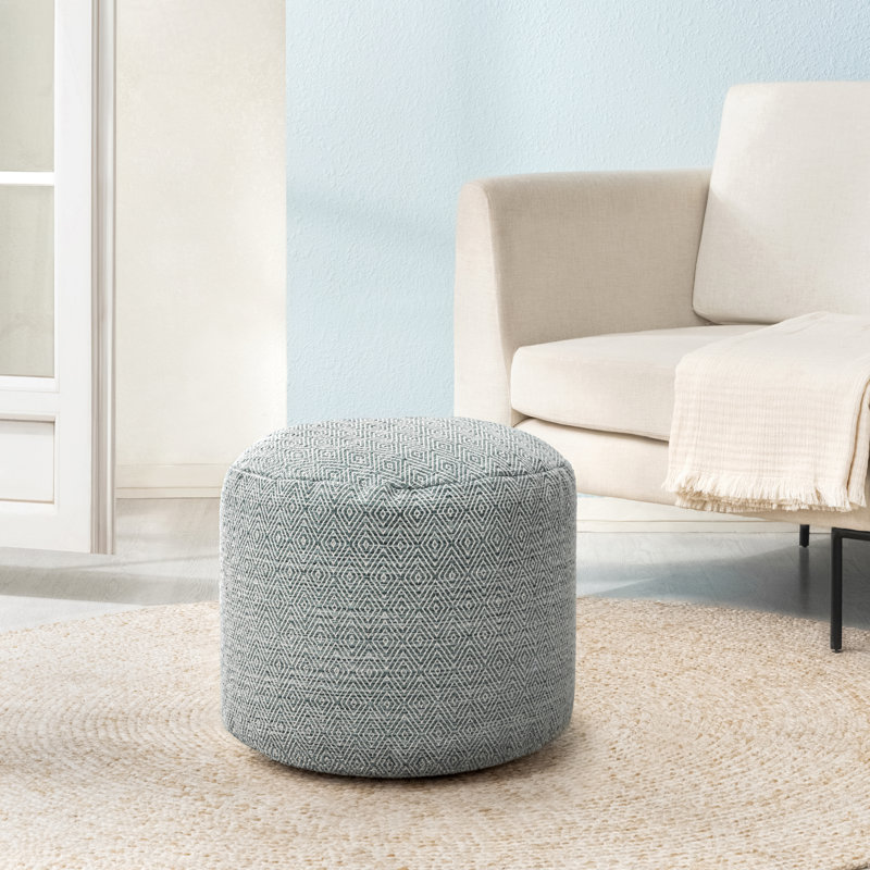 Sfera 17" Gray Maze Upholstered Pouf Ottoman, Gray