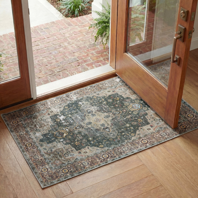 Tapis oriental en polyester tissé à la machine Maglio, Rectangle 2 pi 3 po x 4 pi